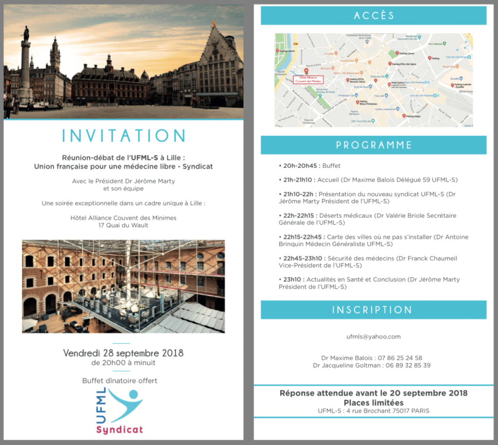 UFML-Syndicat vient à votre rencontre: Lille vendredi 28 septembre 2018