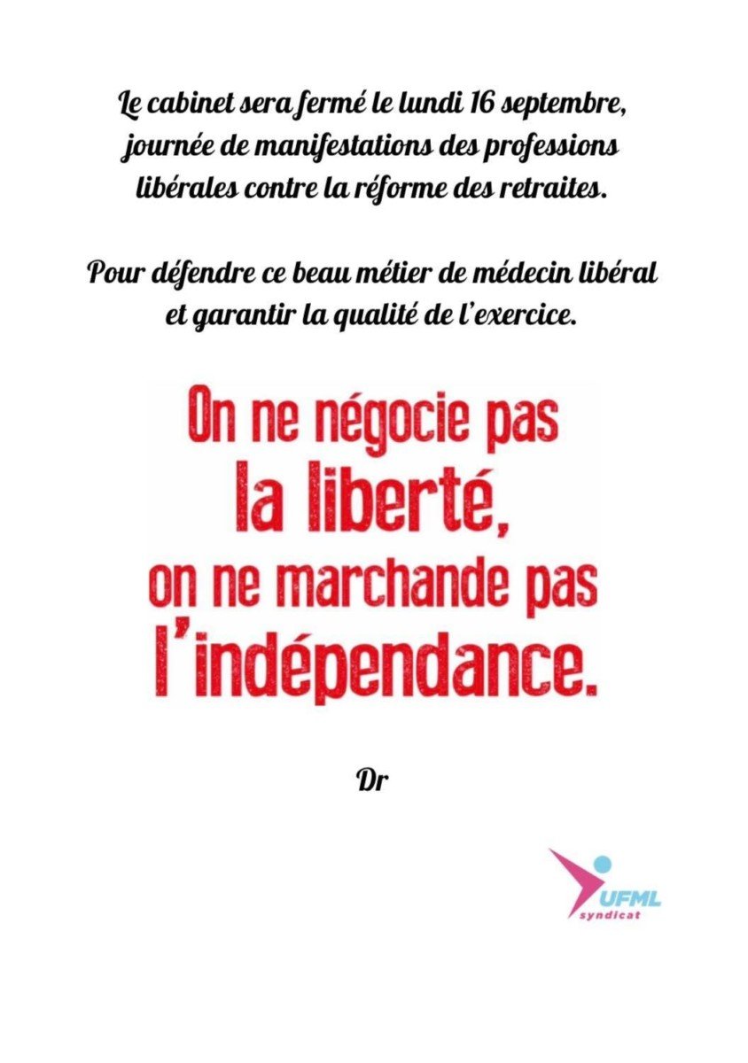 SOS retraites affiche à afficher à votre cabinet médical le 16 septembre