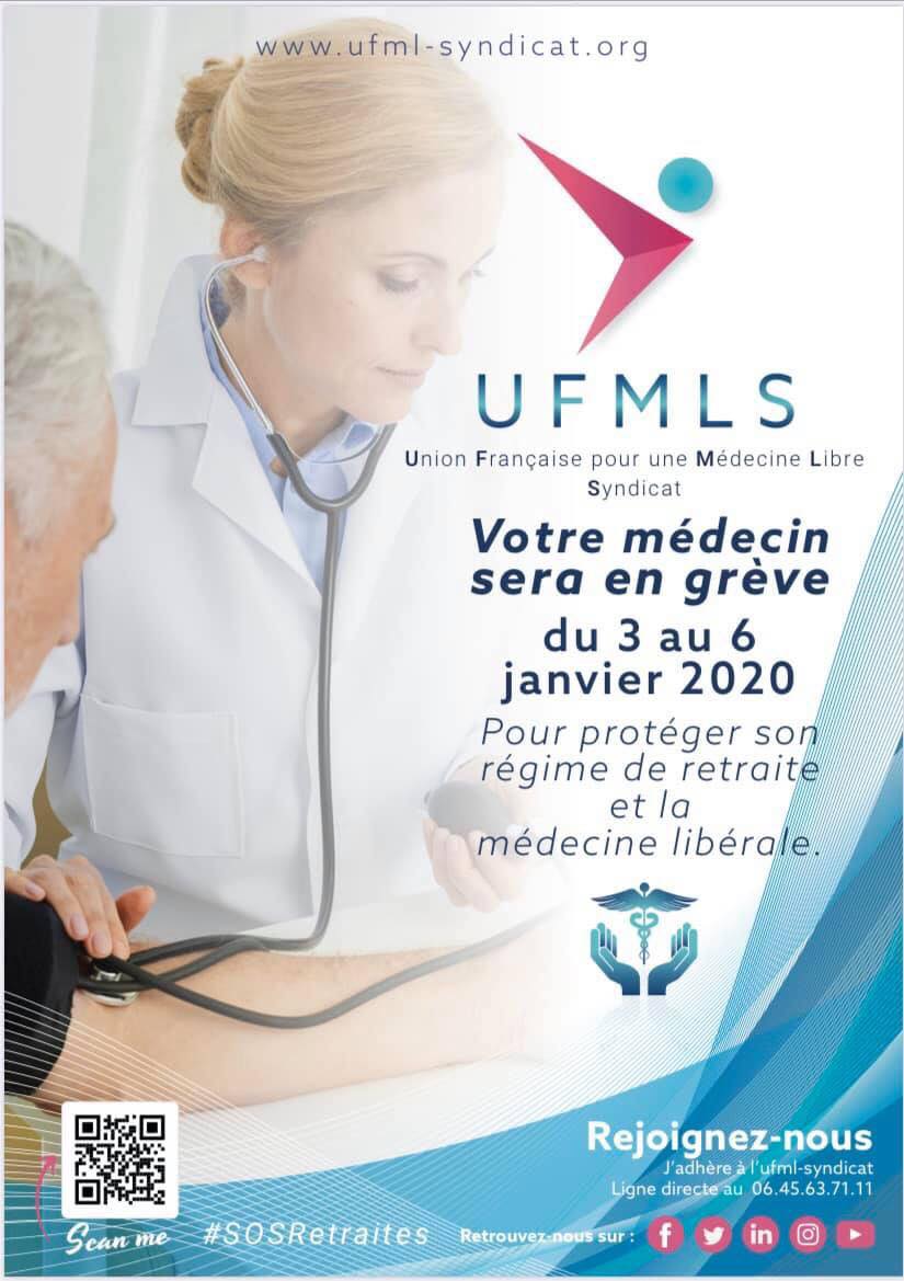 SOS retraite, grève du 03 au 06 janvier : affiches pour vos patients