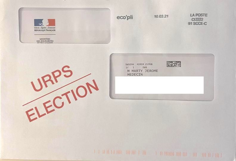 Repérez dans votre courrier l'enveloppe URPS ELECTION