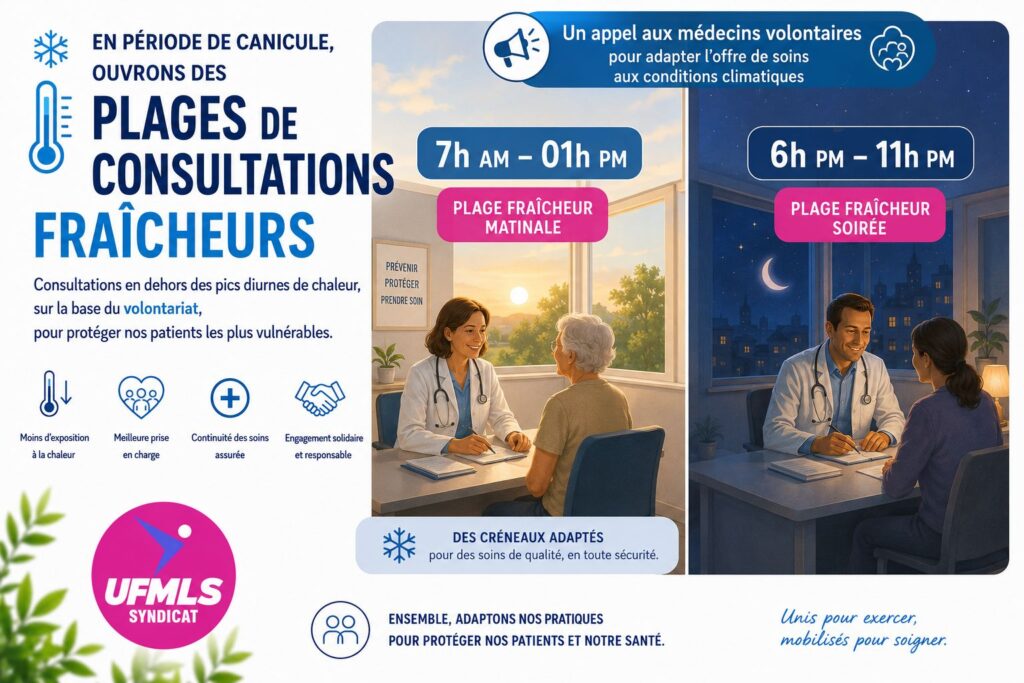 Épisodes de Canicules en cours et à venir : l’UFMLS propose la création de consultations fraîcheur. Communiqué de Presse du 24 juin 2026